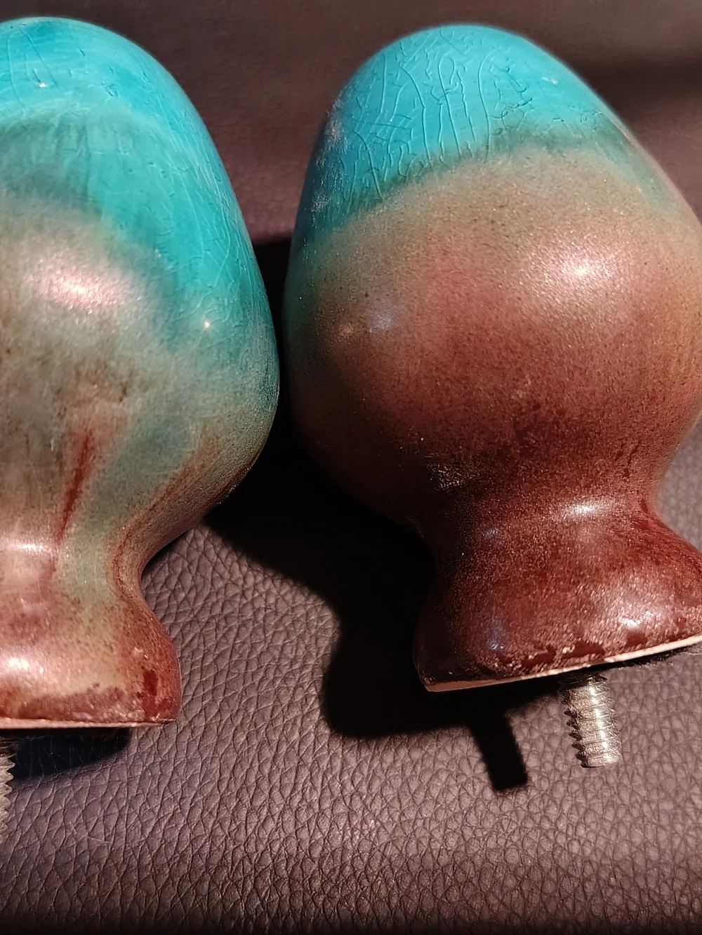 Handcrafted Turquoise Ceramic Decorative Vases - Set of 2